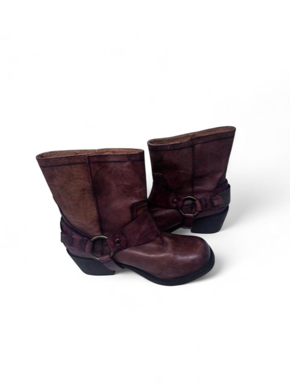 Carvela Kurt Geiger Sherilyn Leather Biker Ankle Harness Boots 8 Western Rustic